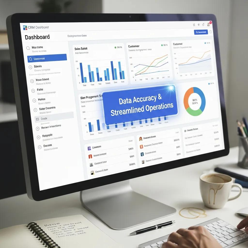 Close-up of a CRM dashboard highlighting data accuracy and integration strategies