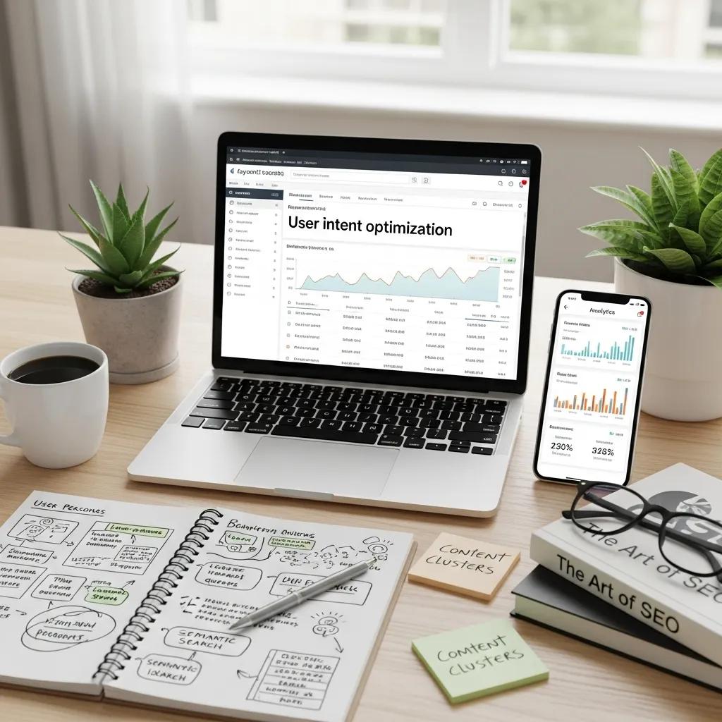 Digital tools for keyword research and user intent optimization on a workspace