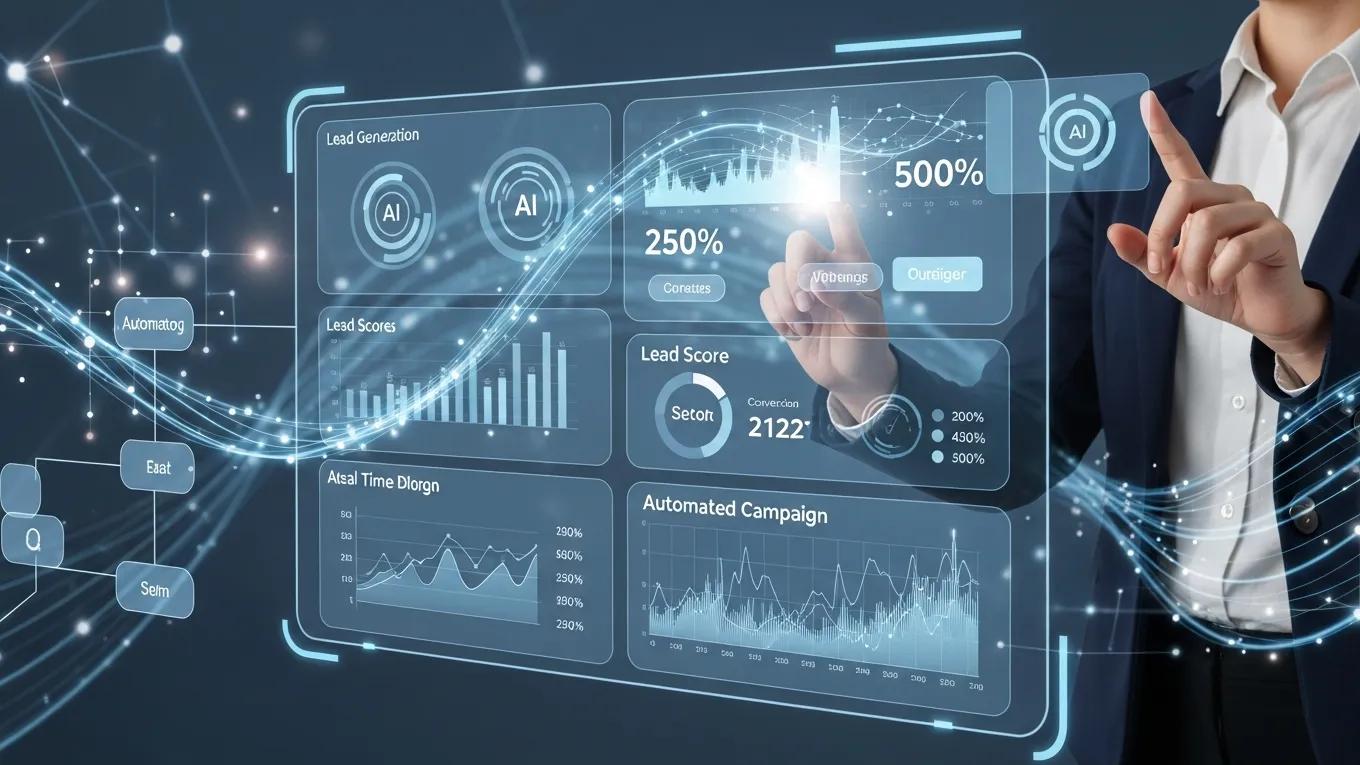 Business professional utilizing AI automation for lead generation optimization