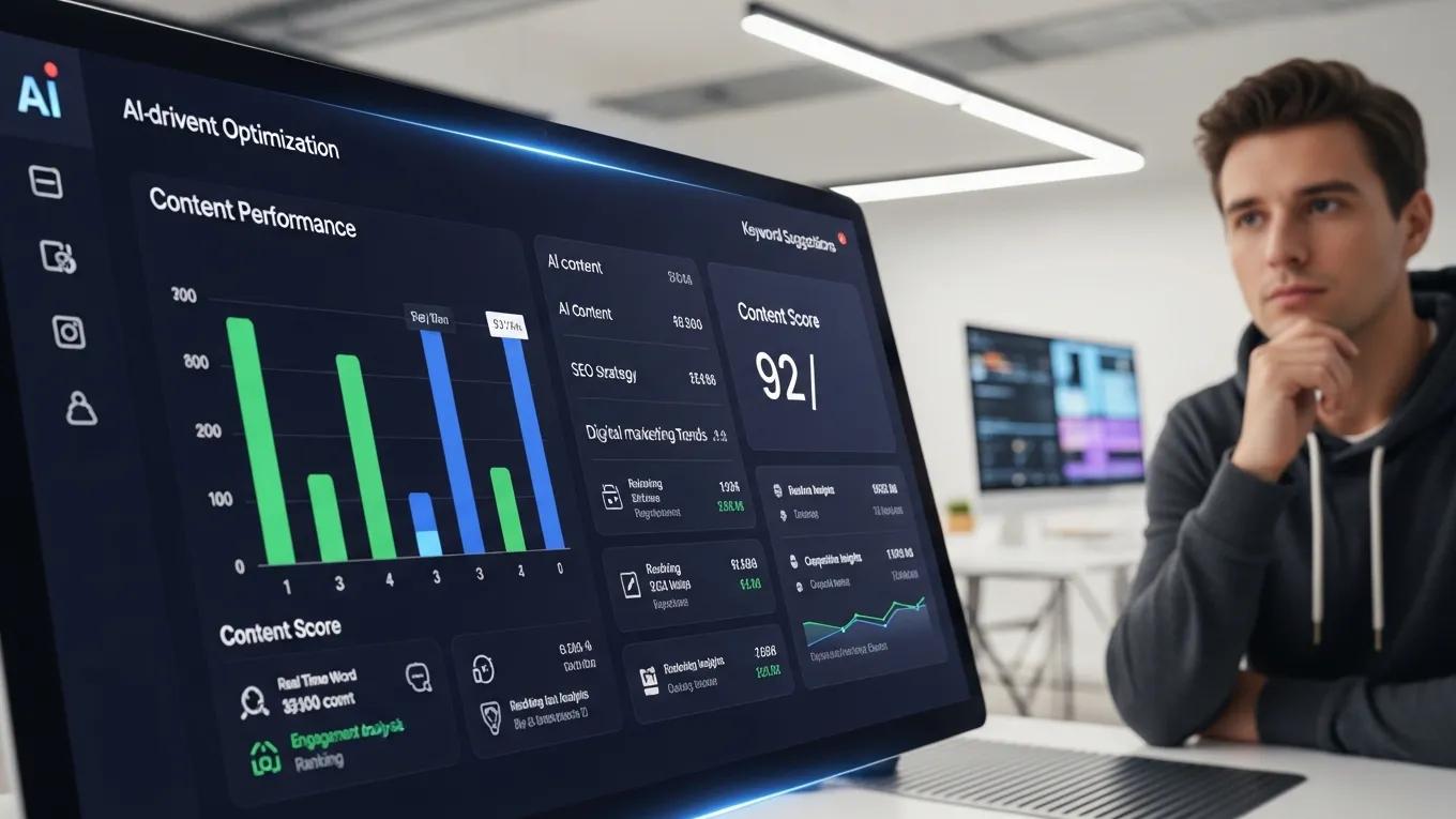 Close-up of AI-driven content optimization tool interface on a computer screen