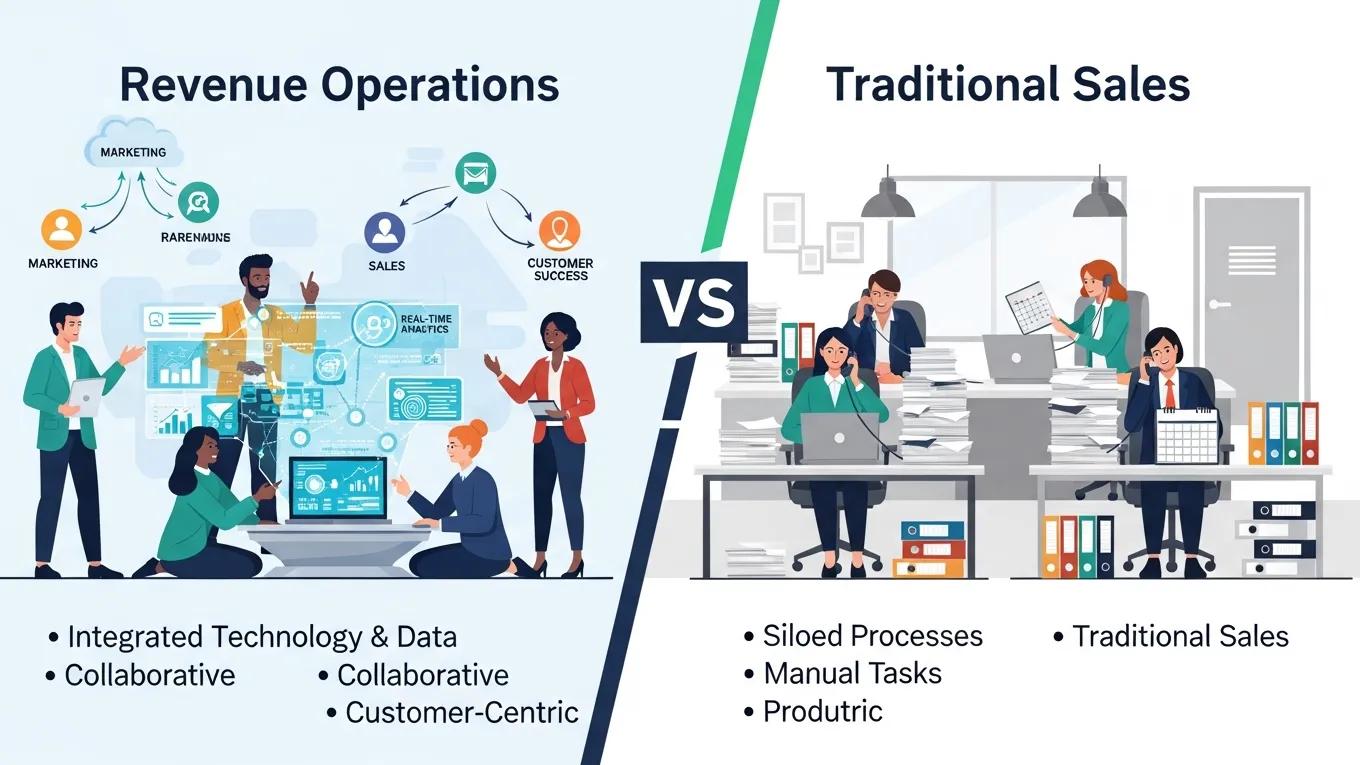 Comparison of Revenue Operations and Traditional Sales team structures and approaches