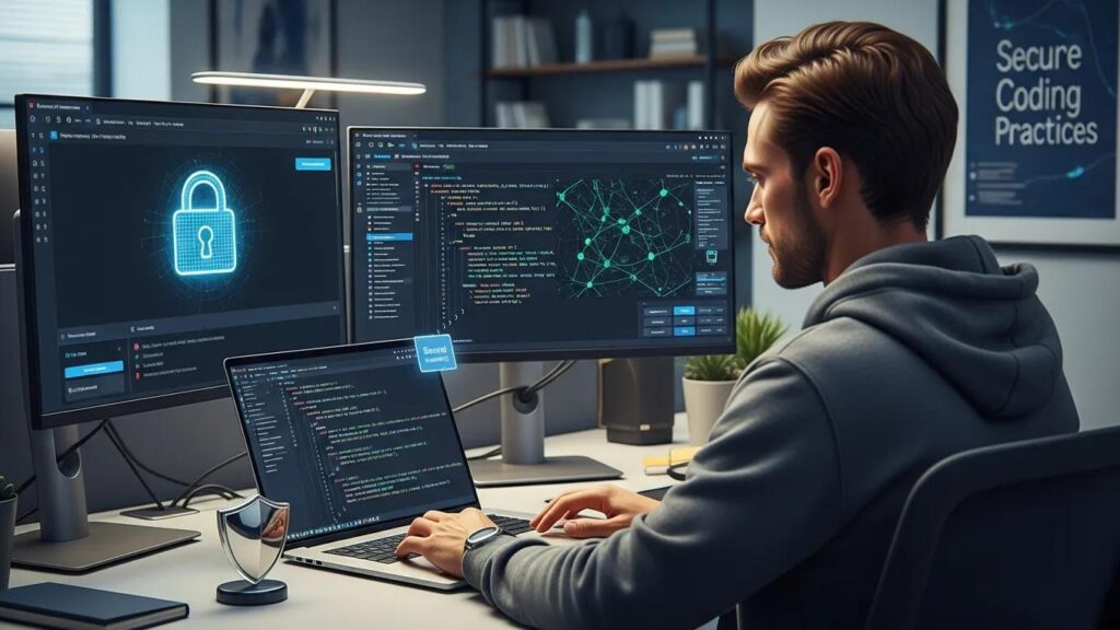 Developer in a secure environment focusing on FilamentPHP security best practices