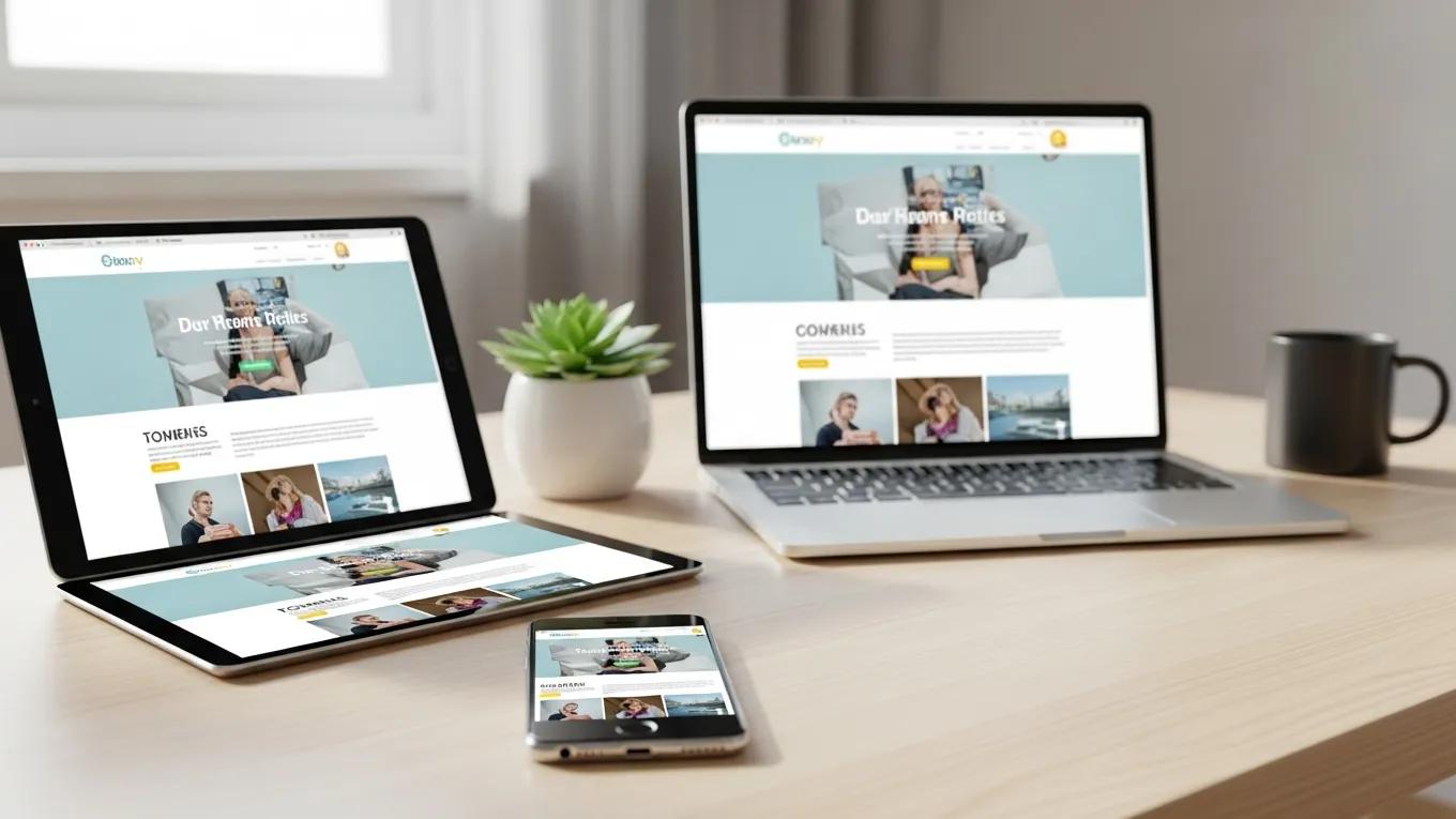 Multiple devices showing a responsive website design, emphasizing the importance of responsive design for mobile usability