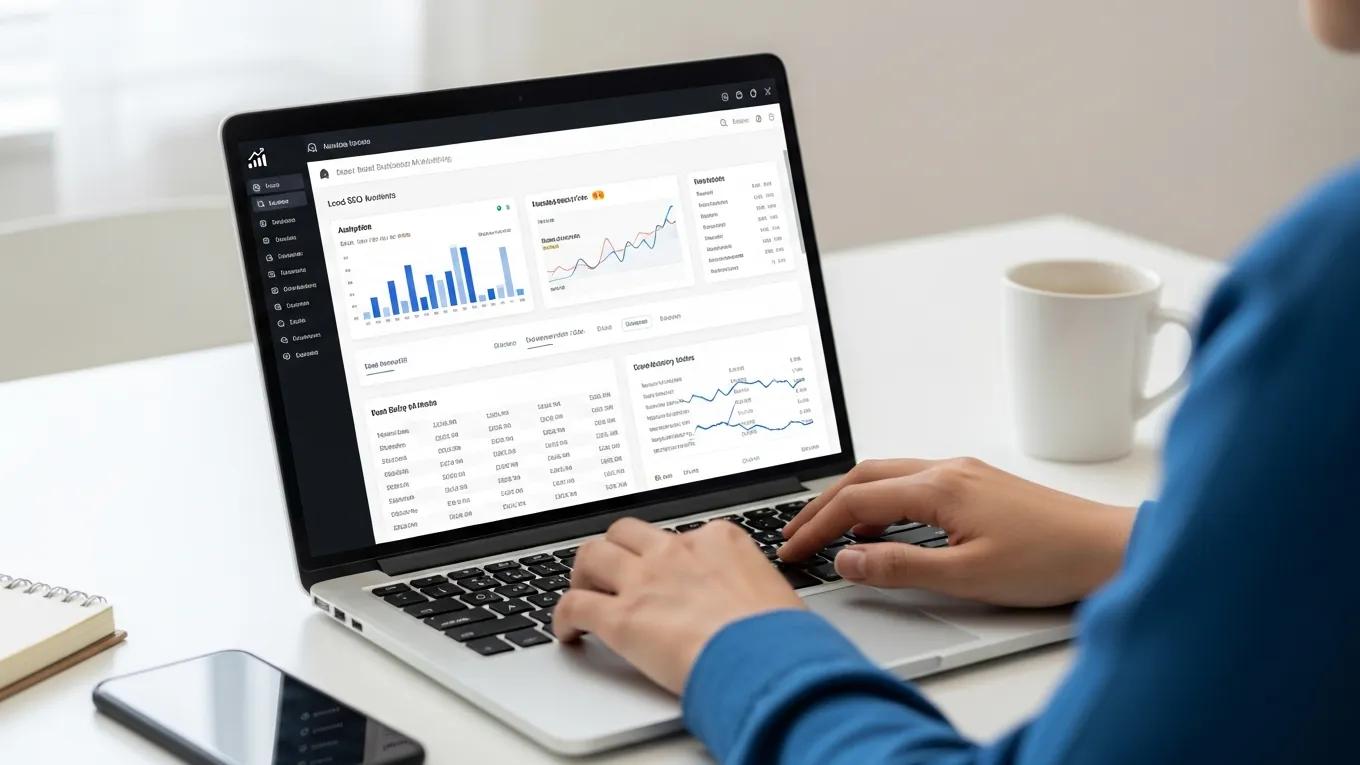 Person utilizing AI-powered tools for local SEO optimization