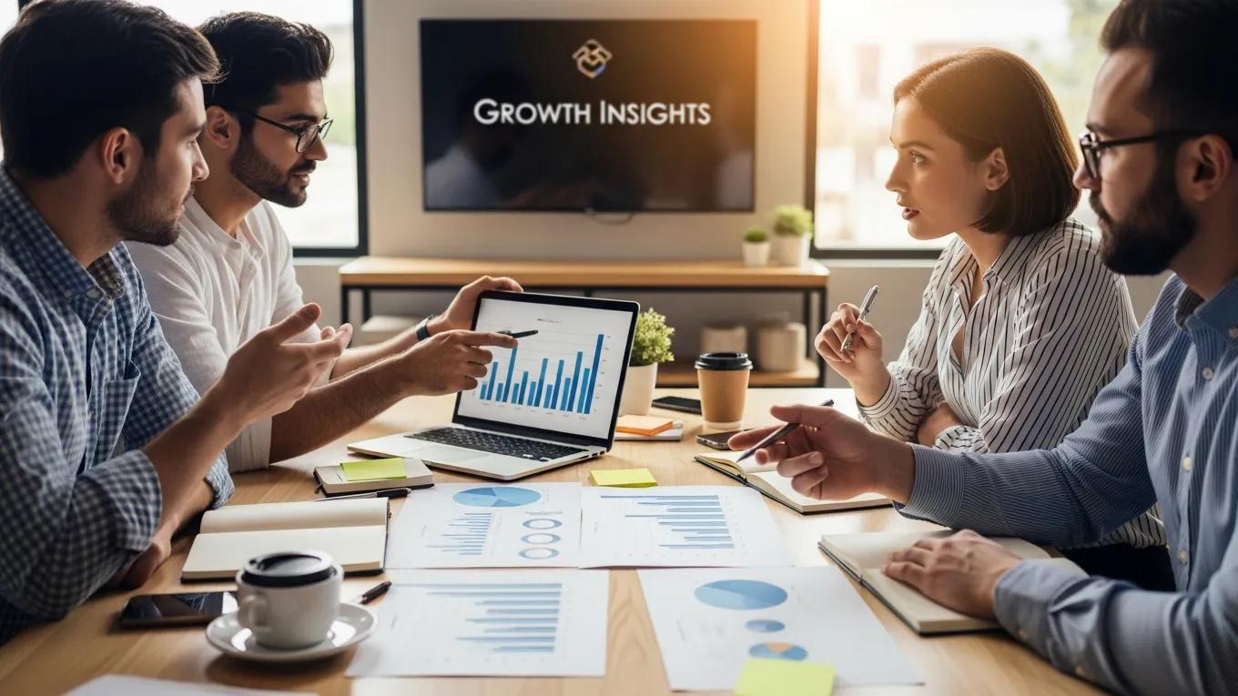 Small business team collaborating on SEO ROI strategies