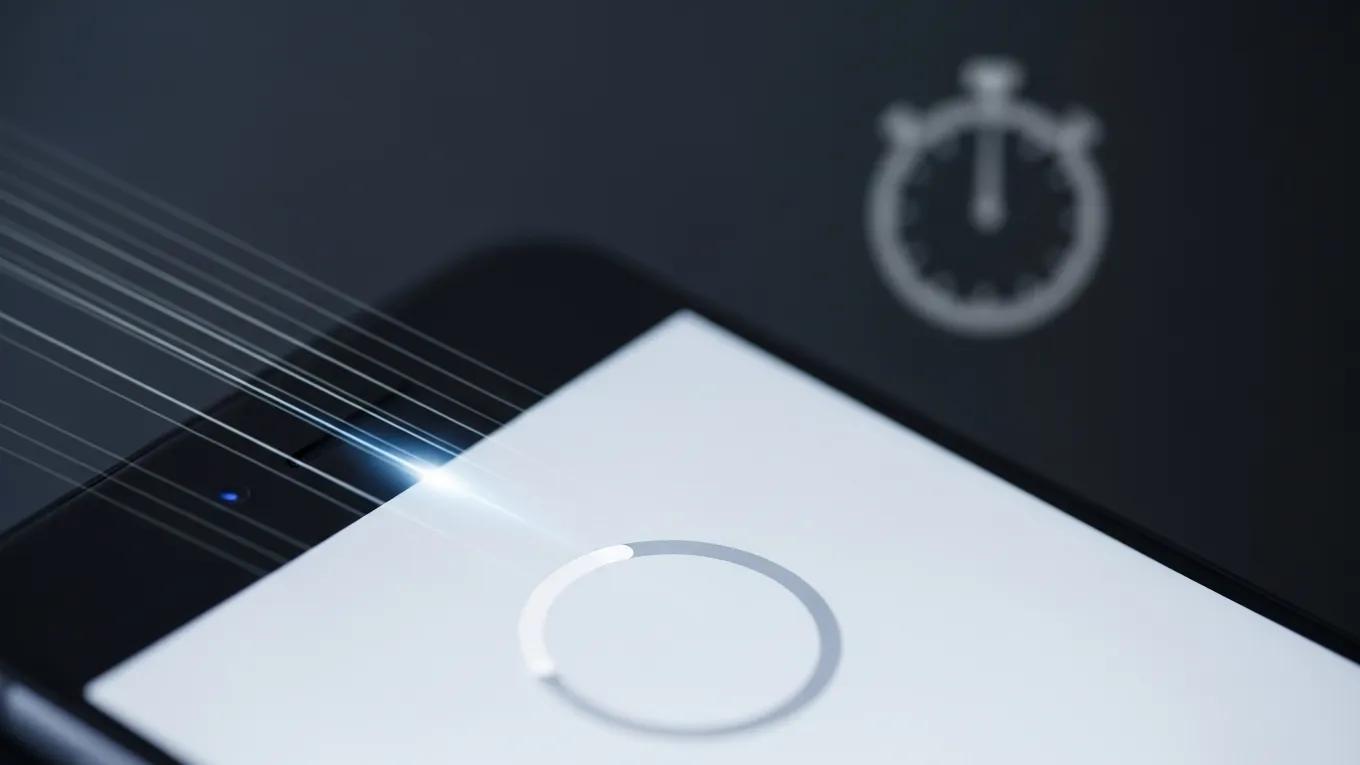 Smartphone with loading animation, representing Core Web Vitals and mobile user experience
