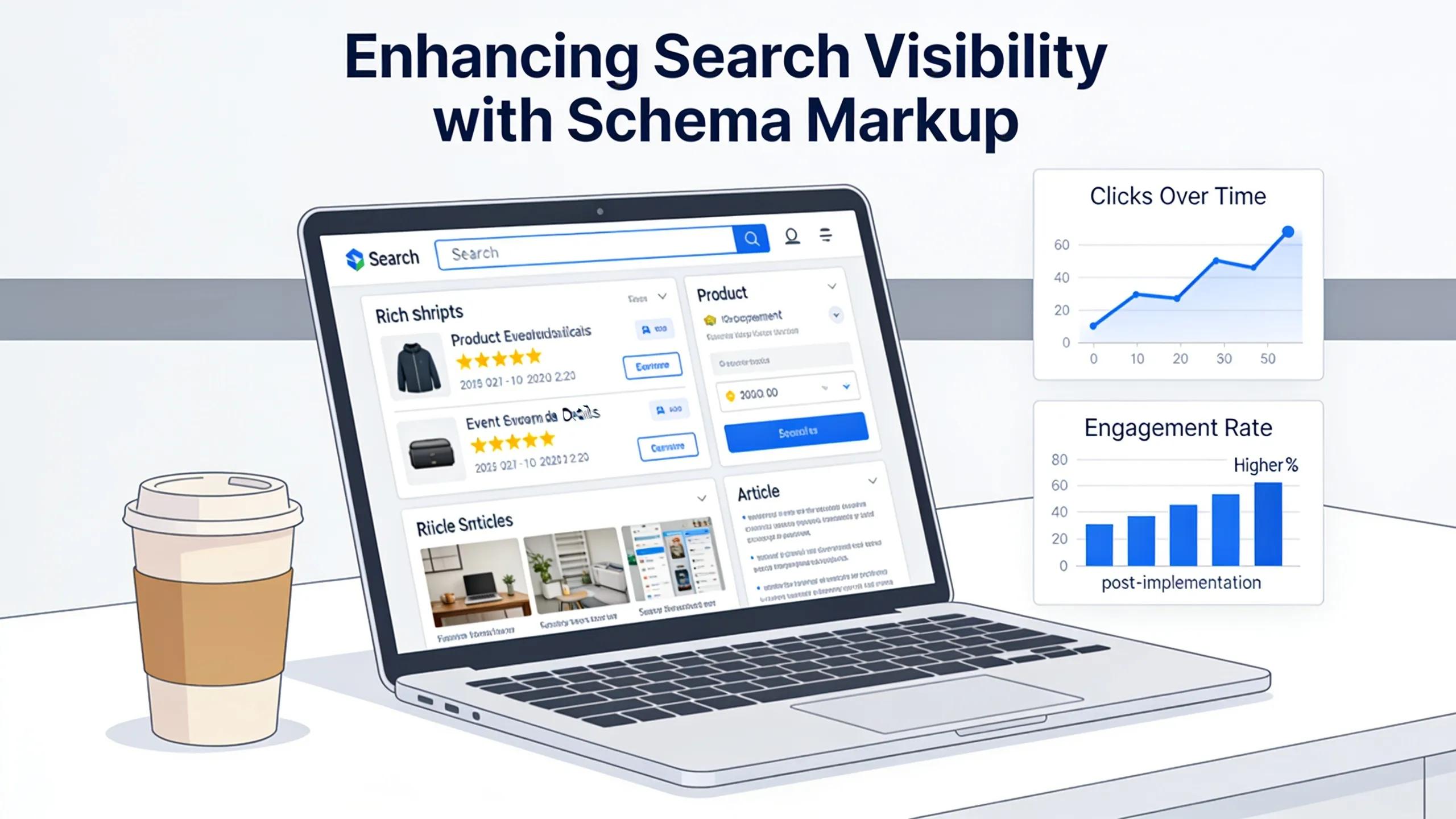 Visualization of search visibility improvement through schema markup with rich snippets