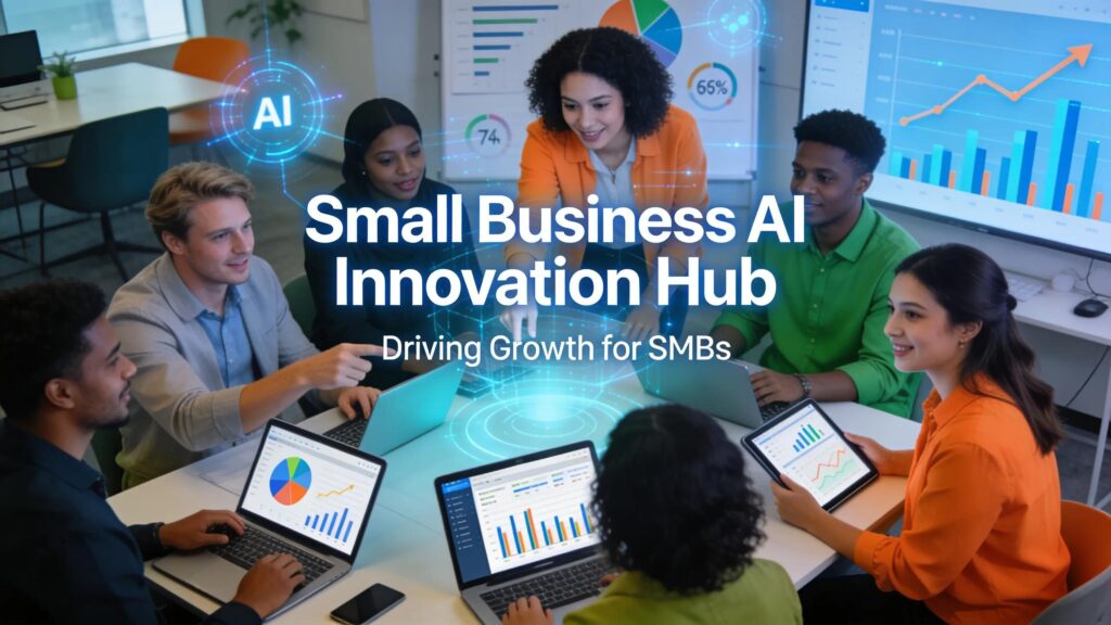 Diverse small business owners utilizing AI technology for lead generation and growth