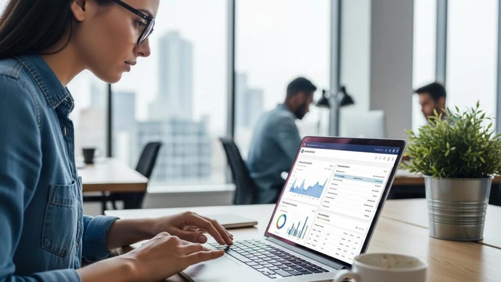 Digital marketing professional analyzing competitor backlinks for SEO insights