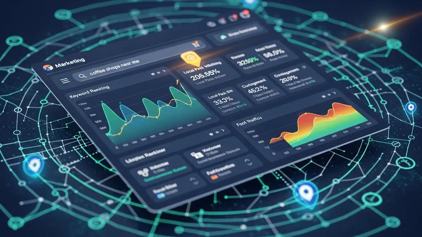 Illustration of AI marketing software enhancing local search optimization
