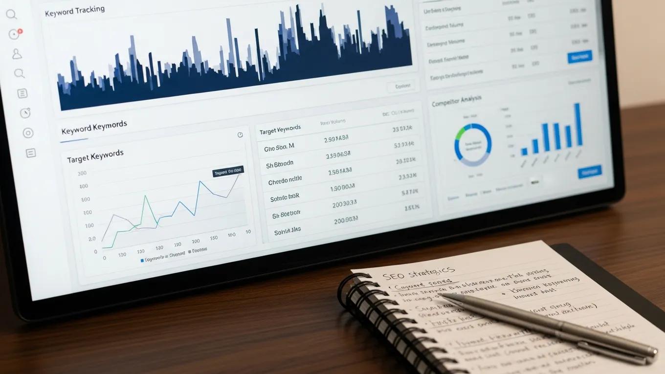 SEO analytics platform displaying keyword tracking data for optimization strategies