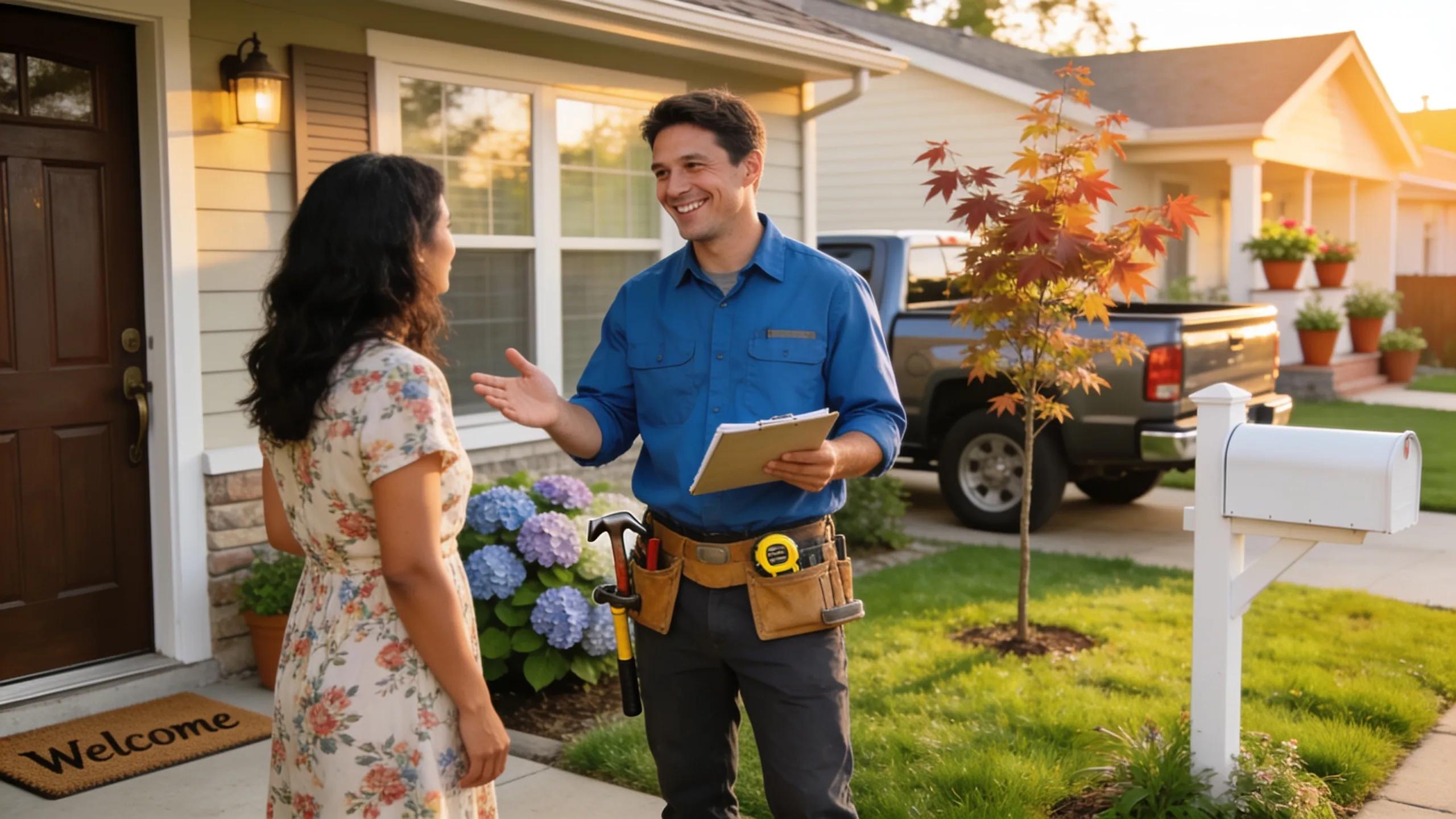 Contractor providing personalized service to a local customer in a neighborhood setting