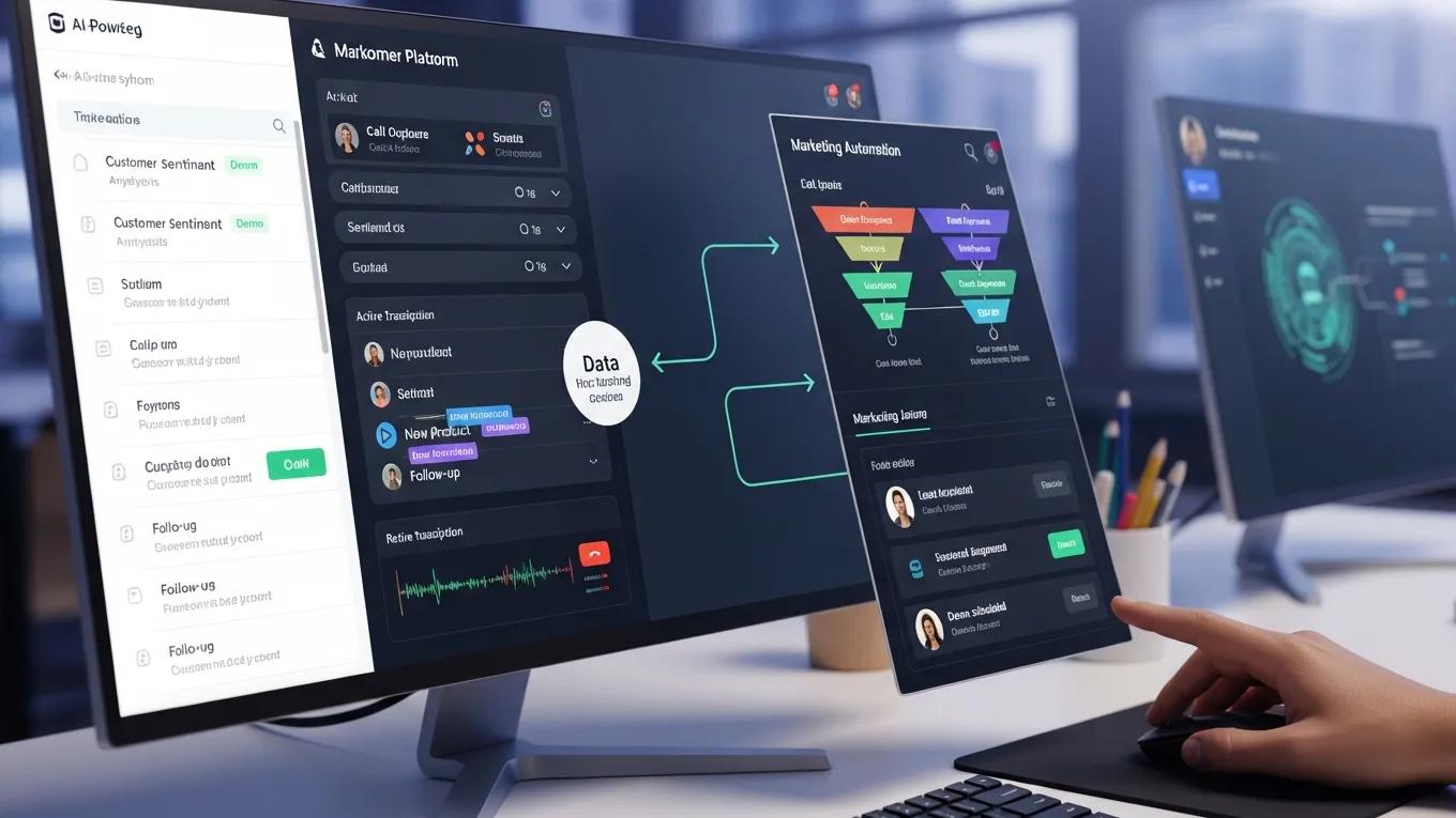 Close-up of AI phone system integration with marketing automation platform