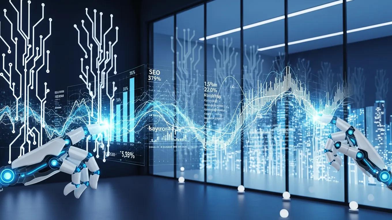 Futuristic representation of AI-driven automation in SEO reporting