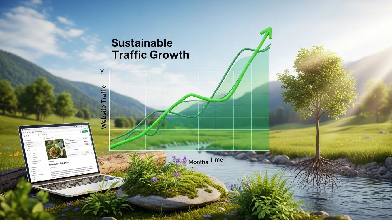 Illustration of sustainable traffic growth through organic SEO strategies