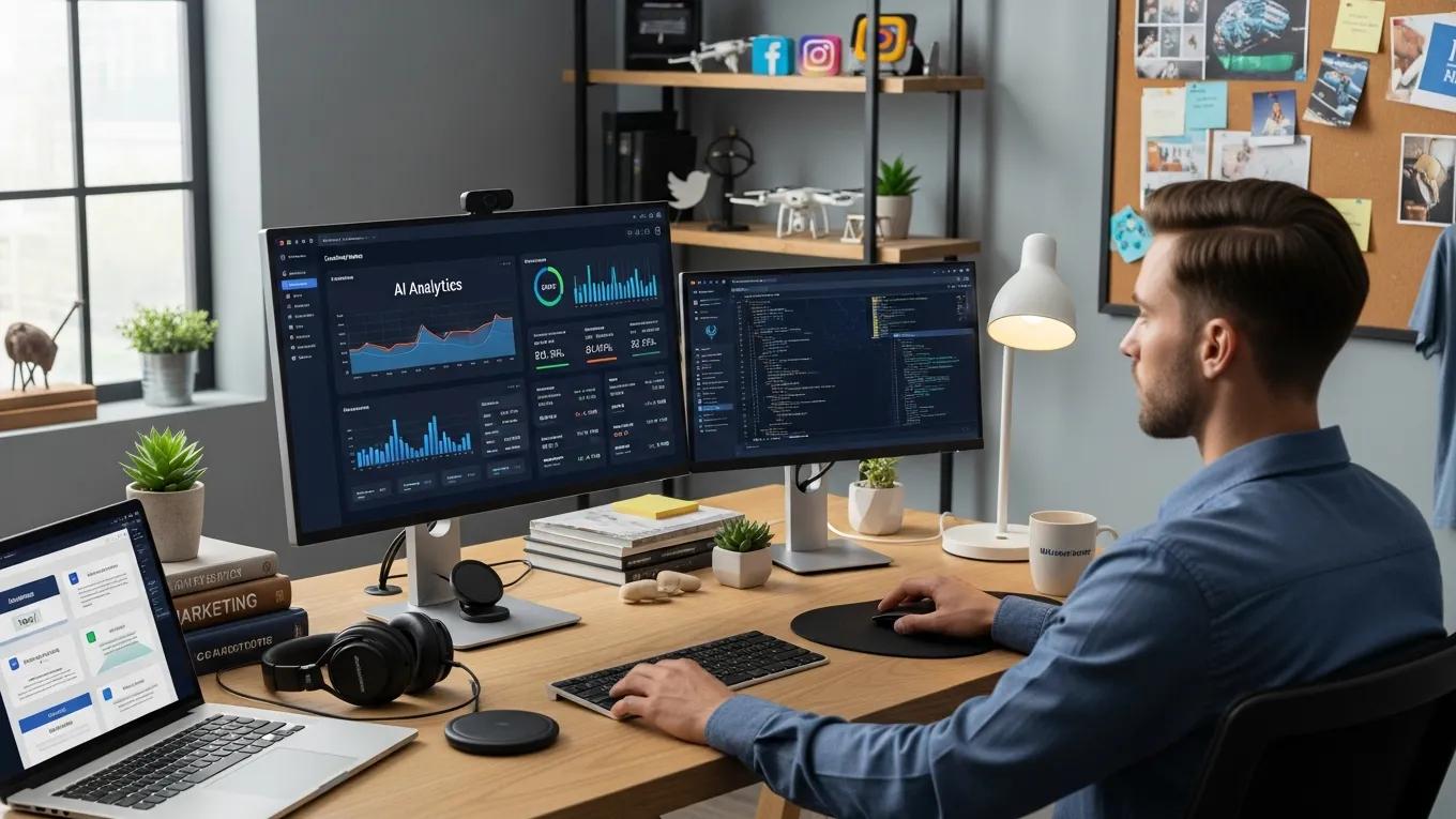 Marketing professional using AI tools for PPC budget optimization