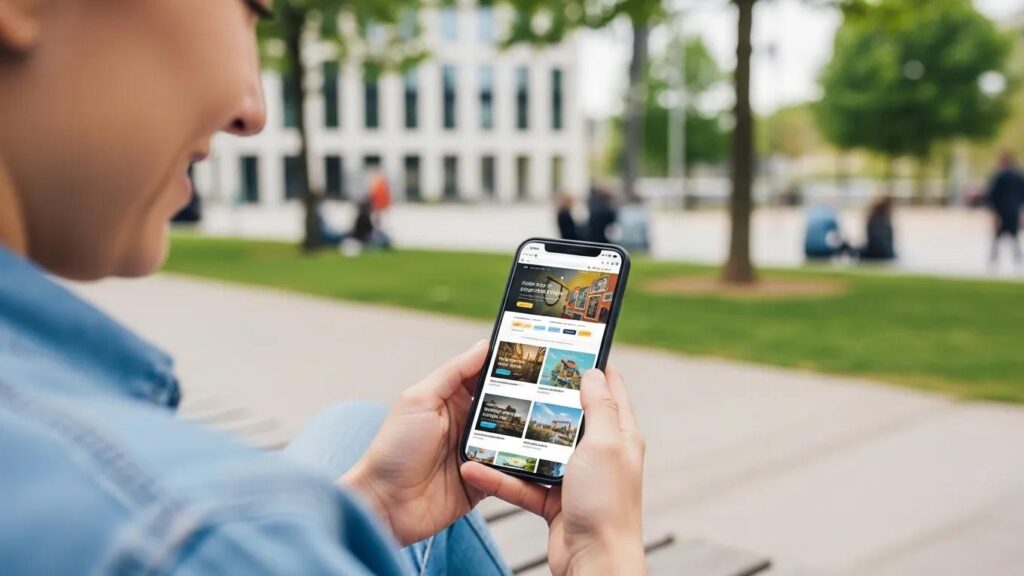 Person using a smartphone outdoors, illustrating mobile optimization for SEO