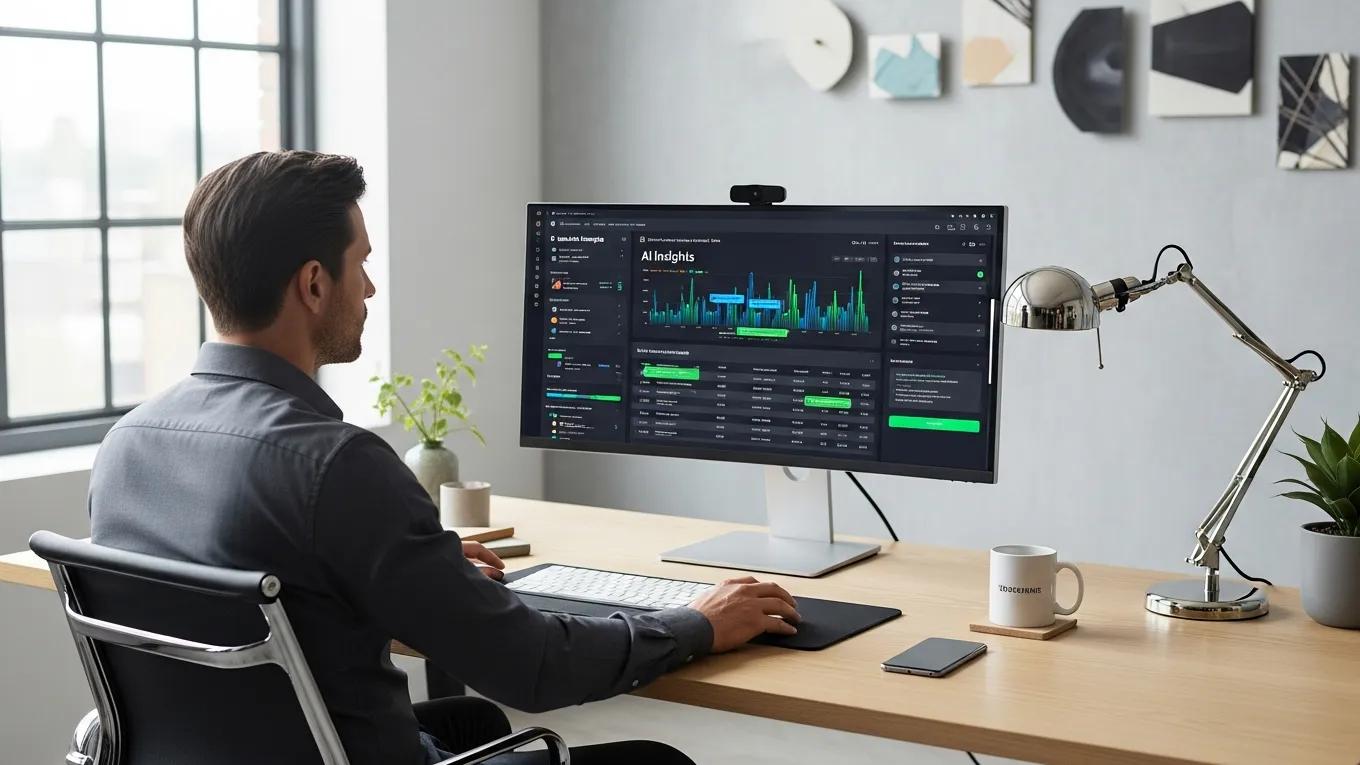 Professional using AI tools for optimizing local backlink acquisition