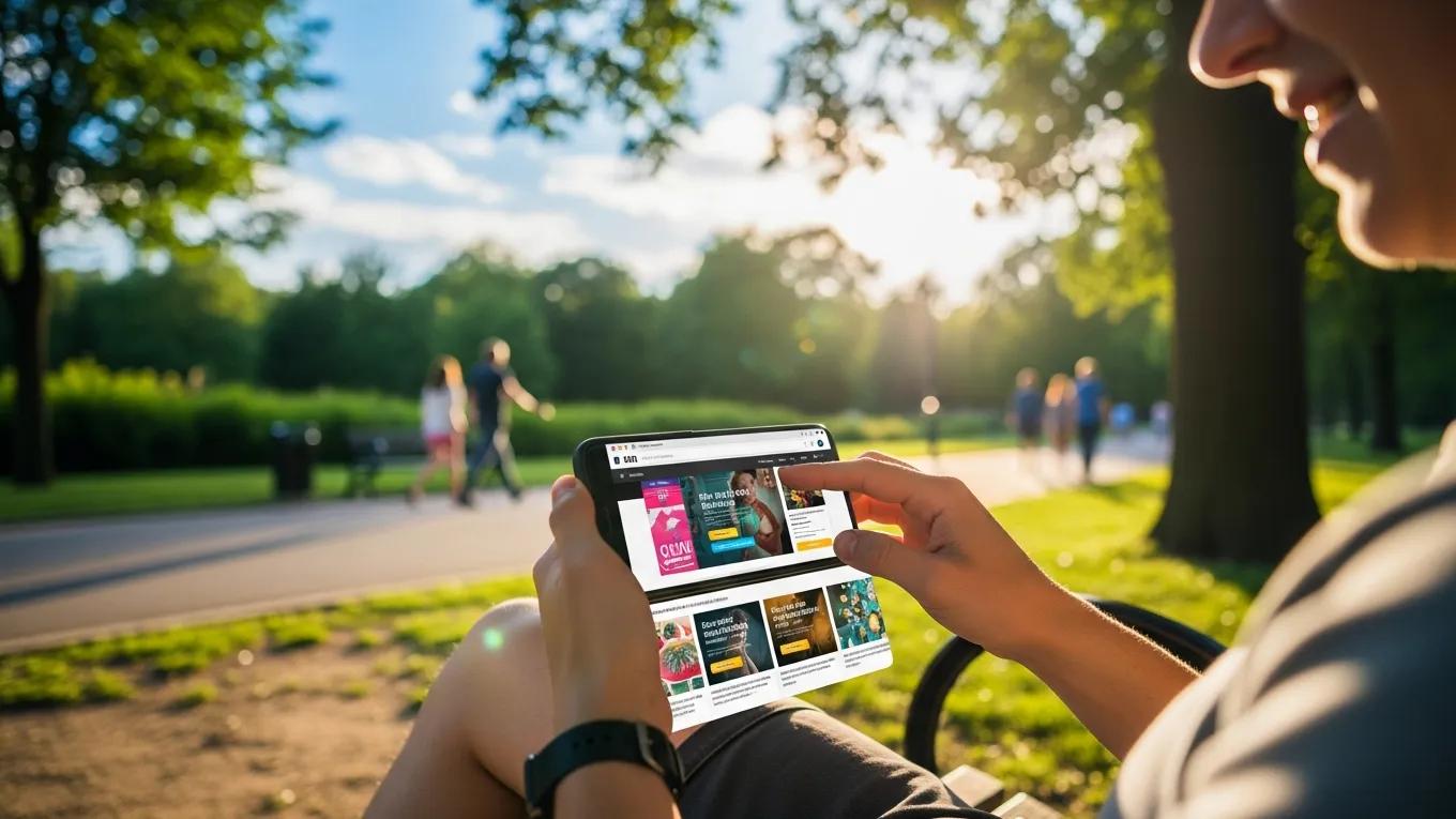User browsing a mobile-optimized website on a smartphone, highlighting mobile SEO importance