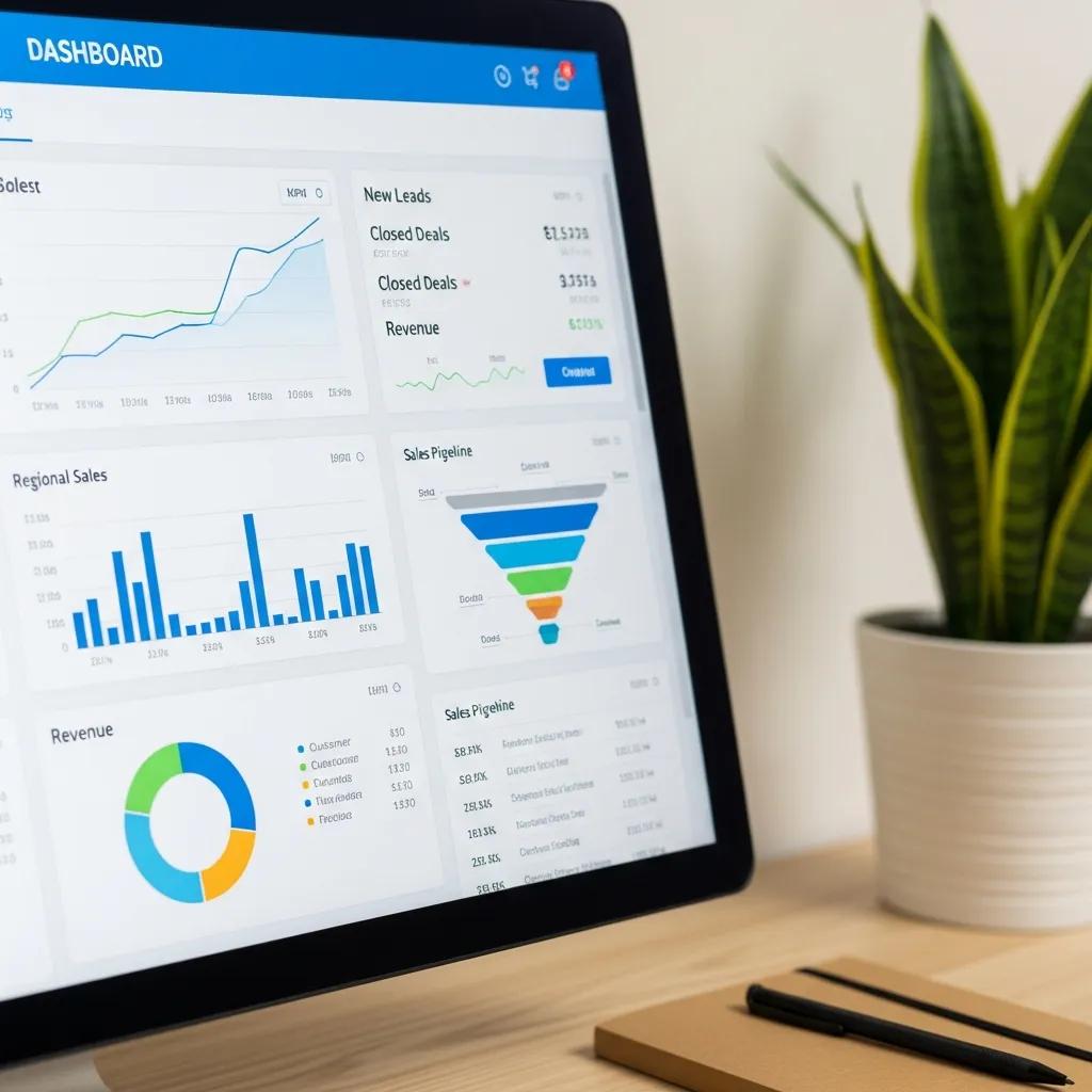 Close-up of a CRM dashboard showcasing data integration and analytics