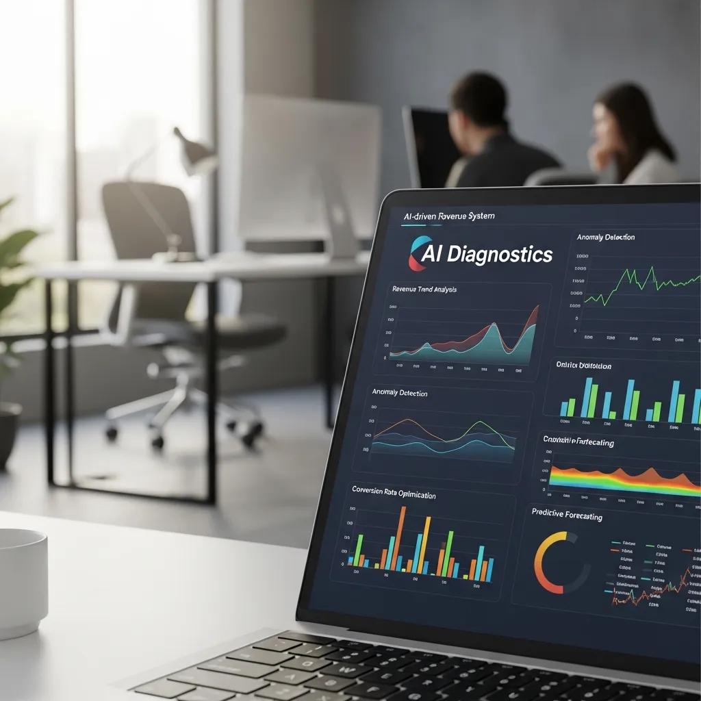 Close-up of an AI-driven revenue system diagnostic template on a laptop screen