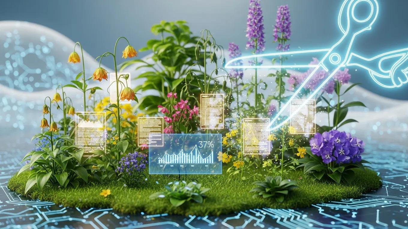Digital garden illustrating content pruning techniques for optimizing keyword targeting