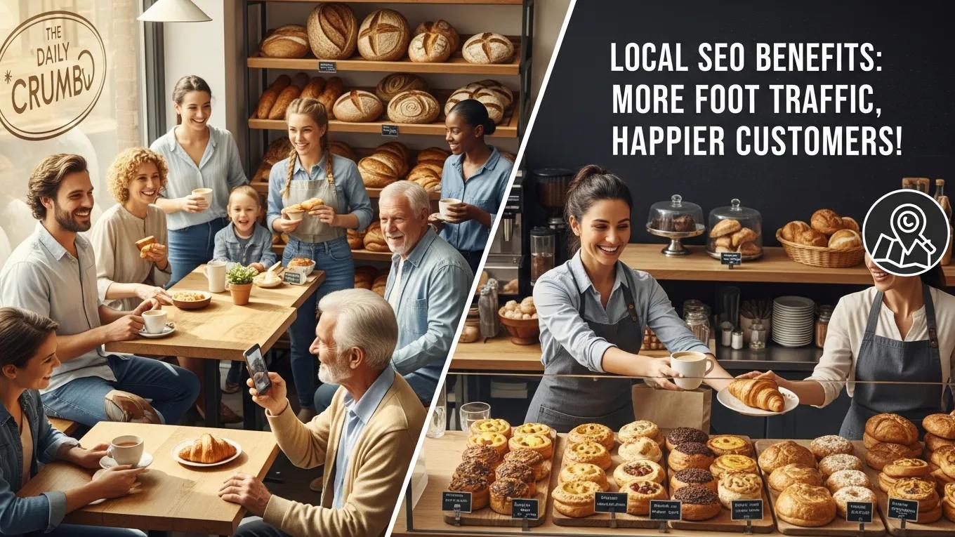 Local customers enjoying the benefits of a small business through local SEO