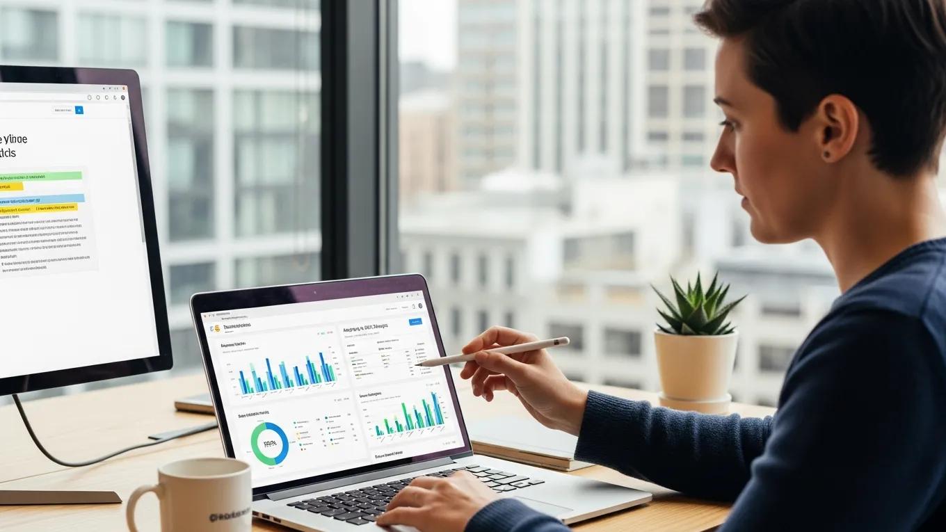 Person analyzing website performance in a modern workspace, reflecting SEO ranking changes