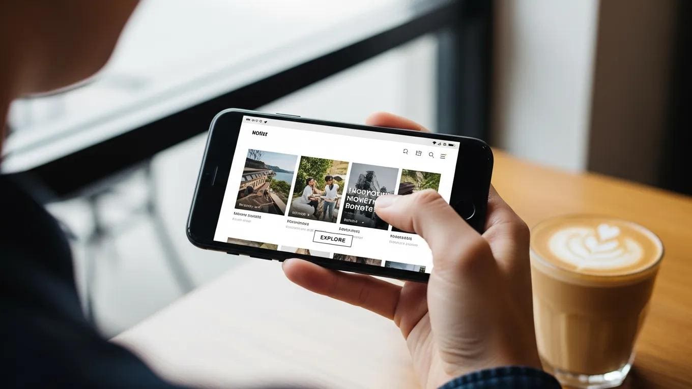 User interacting with a mobile-friendly website on a smartphone